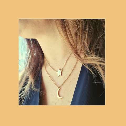 Collar Doble Luna y Estrella