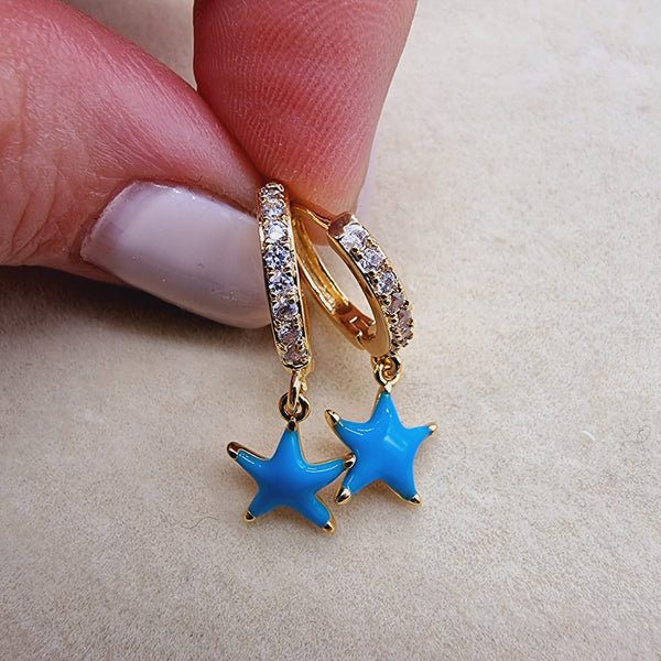 Preciosos pendientes Estrella Traviesa Azul
