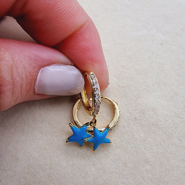 Preciosos pendientes Estrella Traviesa Azul