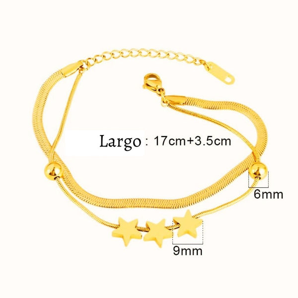 Pulsera Doble Trío de Estrellas