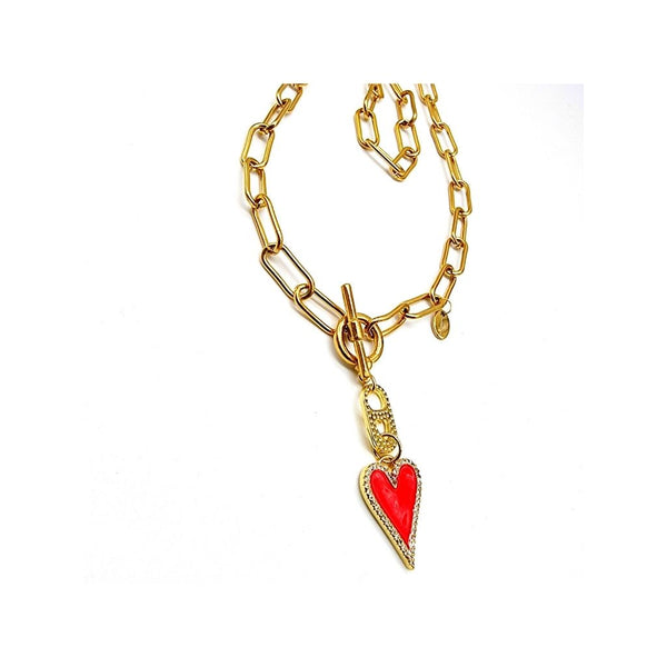 Collar y Pulsera Corazones Rojos