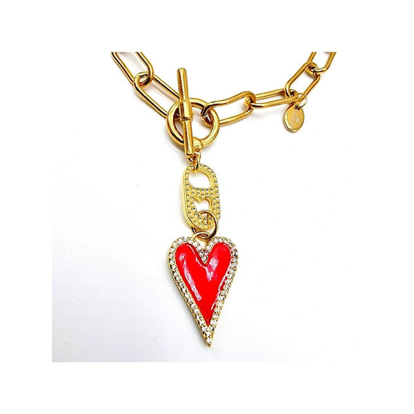 Collar y Pulsera Corazones Rojos