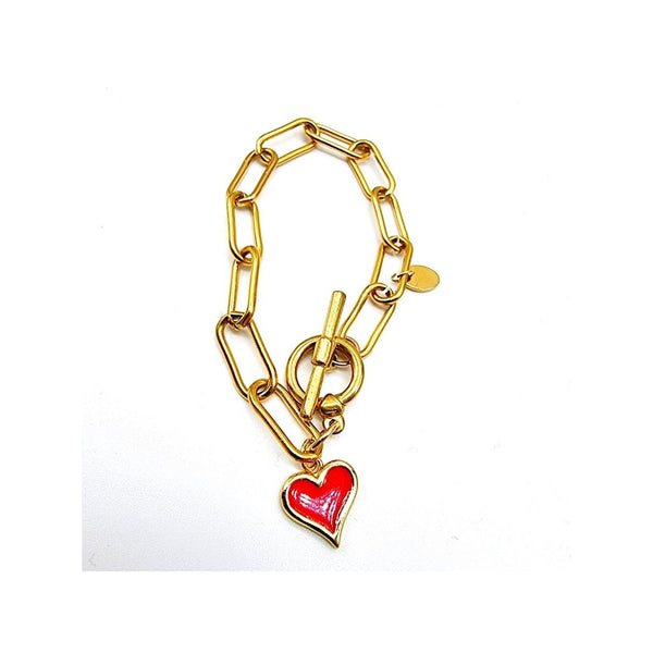 Collar y Pulsera Corazones Rojos