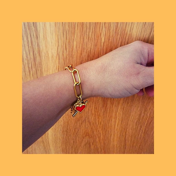 Collar y Pulsera Corazones Rojos