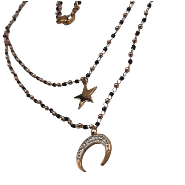 Collar Doble Luna y Estrella