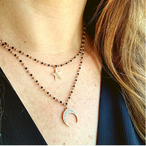 Collar Doble Luna y Estrella