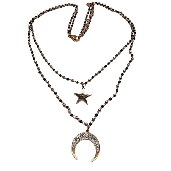 Collar Doble Luna y Estrella