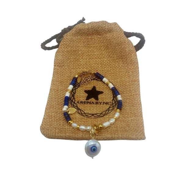 Pulsera Lapislázuli con Perlas