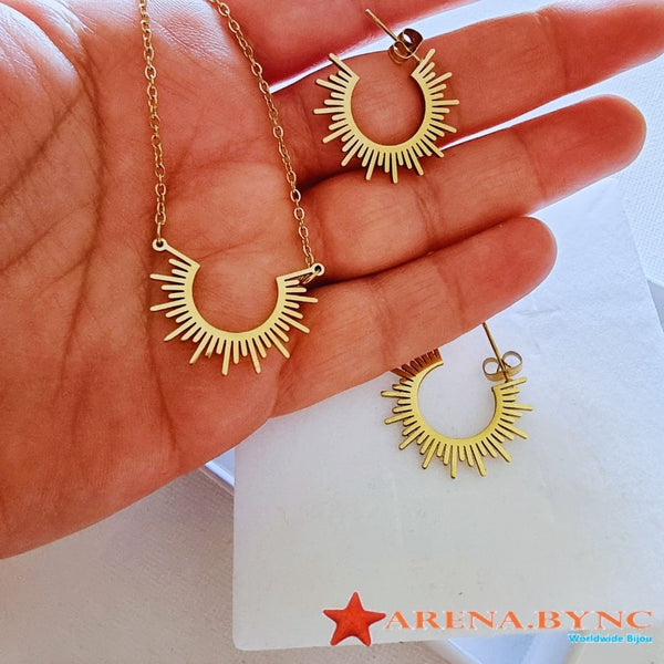 Collar y Pendientes Rayos Brillantes