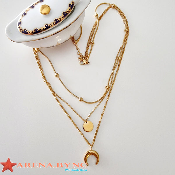 Collar Medalla Estrellas y Luna