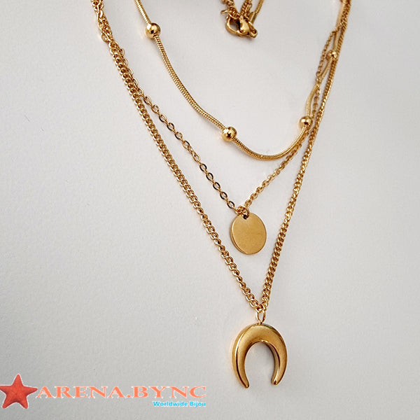 Collar Medalla Estrellas y Luna