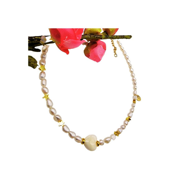 Collar Perlas con Corazón Nácar