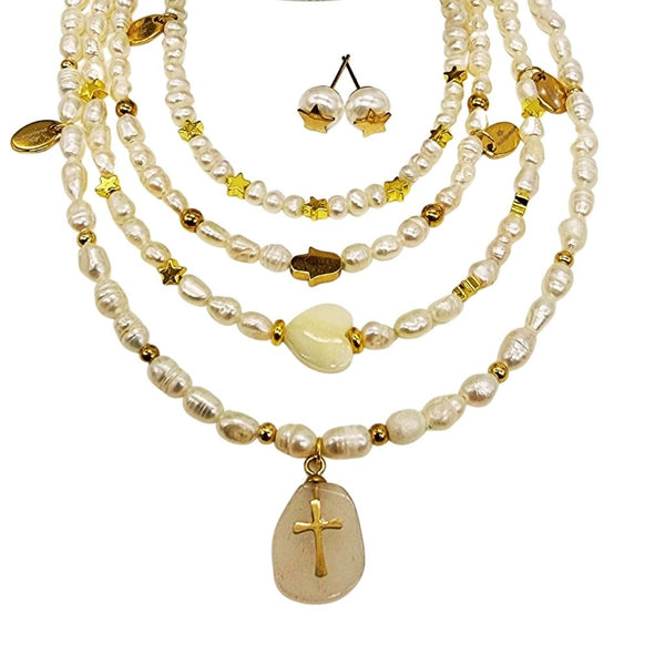 Collar de Perlas con Dije Cruz