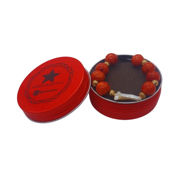 Pulsera Coral y Perla Cruz
