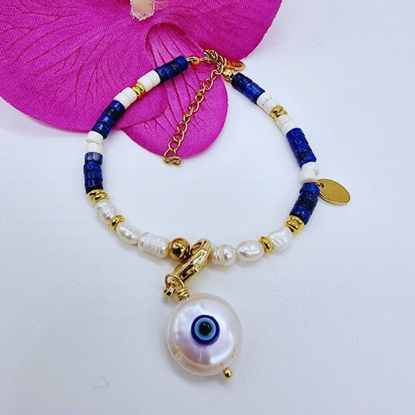 Pulsera Lapislázuli con Perlas