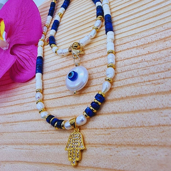 Pulsera Lapislázuli con Perlas